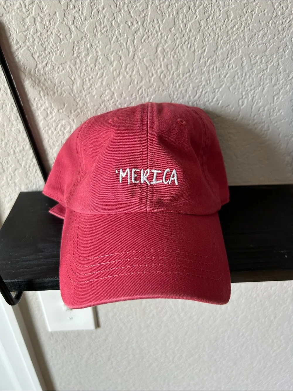 'MERICA Red Embroidered Baseball Cap